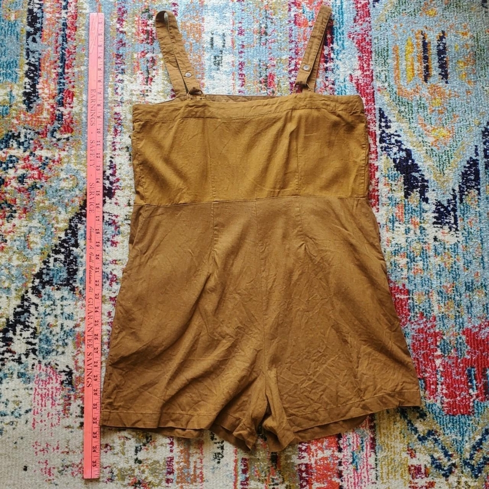 Happy × Nature Kate Hudson Linen Shorts Jumpsuit Overall Romper - Picture 7 of 9